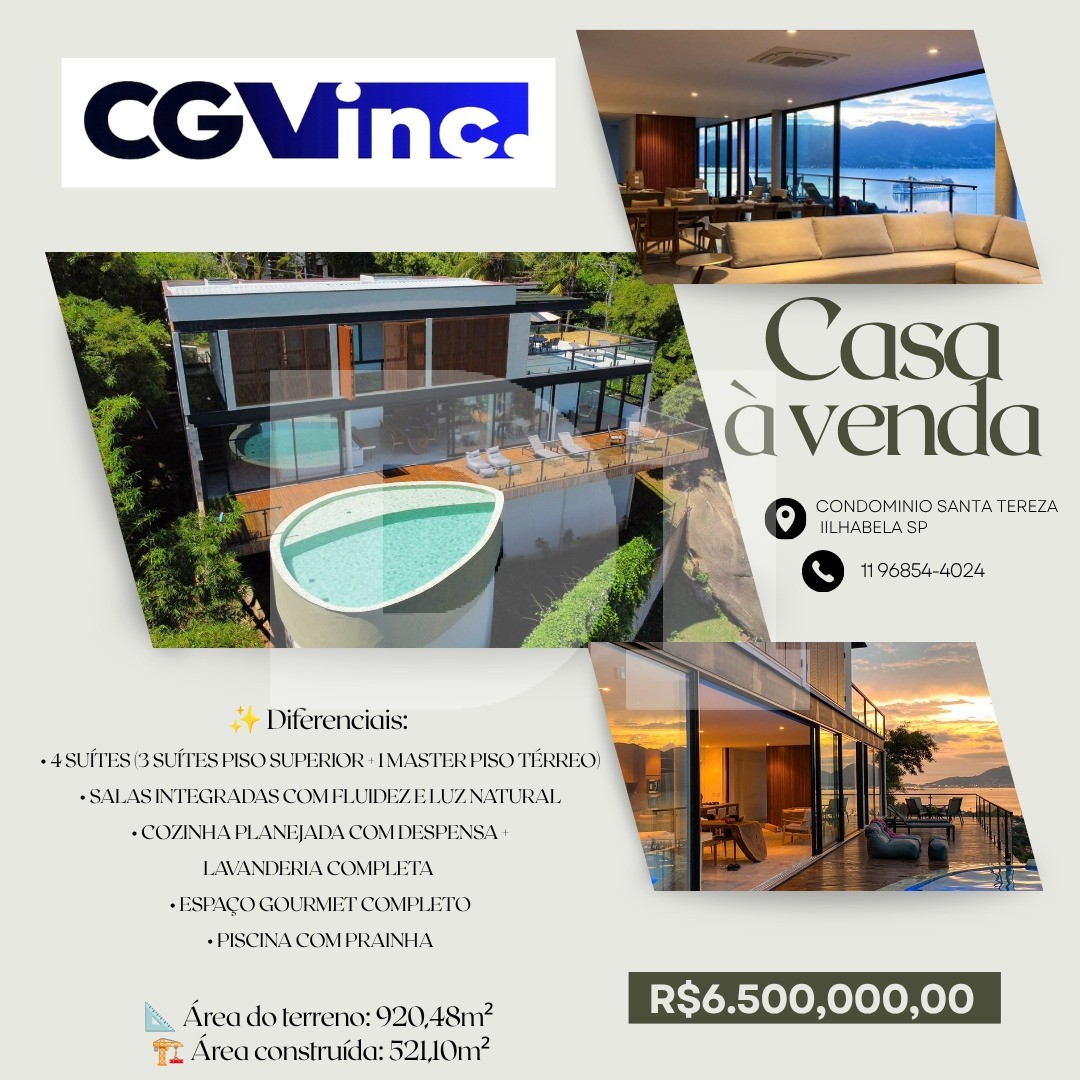 Santa Tereza - Ilhabela - SP - Casa em Condomínio - 521,10 m² (a.c.) e 920,48 m² (a.t.)
