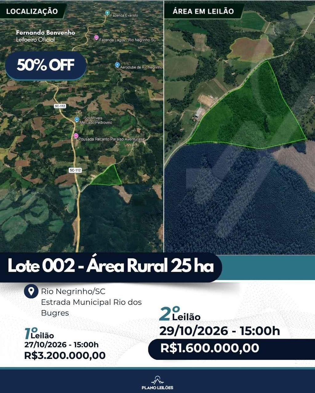 Terreno rural 259380m², Rio Negrinho/SC
