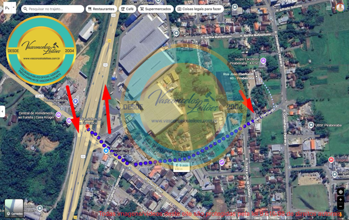 Terreno em Joinville, Pirabeiraba, com 5.137.95m2 com Galpão de 985,50m2 Ideal para Industrias e Logistica Valor em 2a. Praça: R$ 6.050.000,00 Podendo Ser à Prazo. 50%