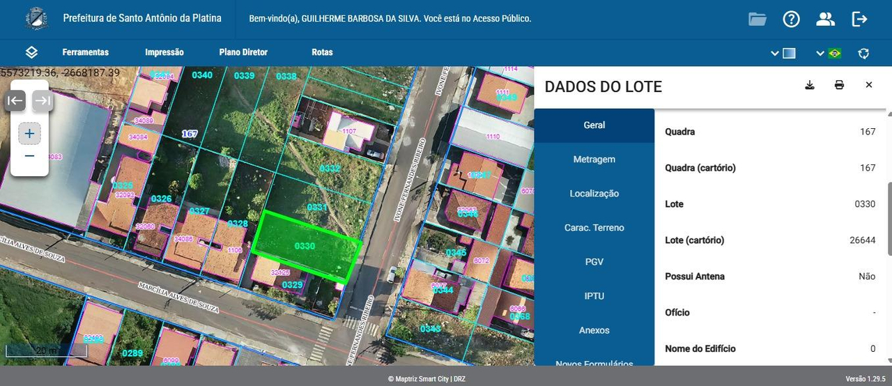 Lote urbano nº 330 medindo 250,00m², do loteamento "JARDIM BELA MANHÃ", em Santo Antônio da Platina/PR — foto 2
