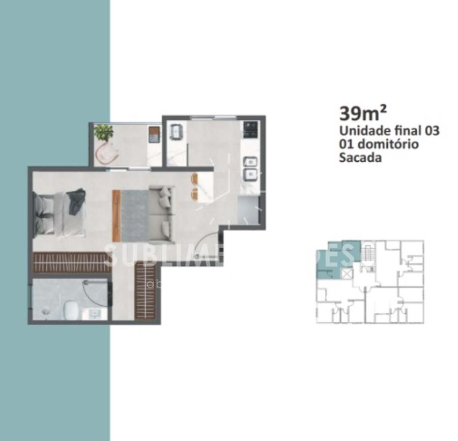 Studio | Dormitório | 39m² Apartamento em Atibaia — foto 2