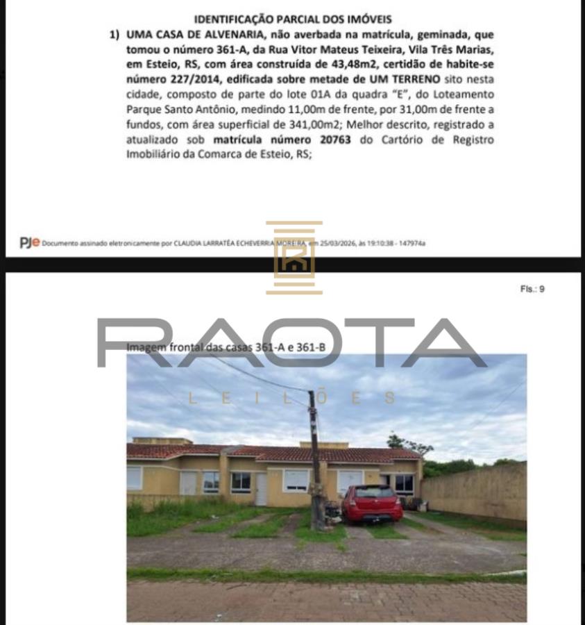 18 casas em Esteio com 43,48m2 cada construidas 36 casas em Esteio com 43,48m2 cada