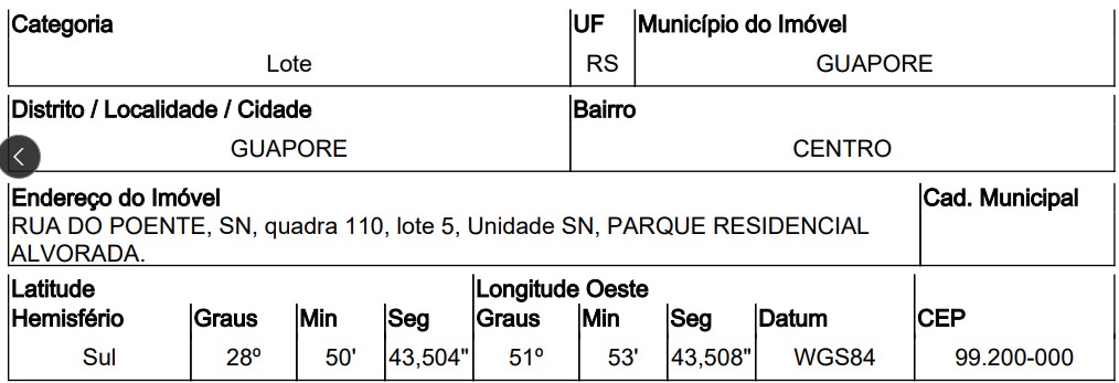 Terreno - GUAPORE / RS